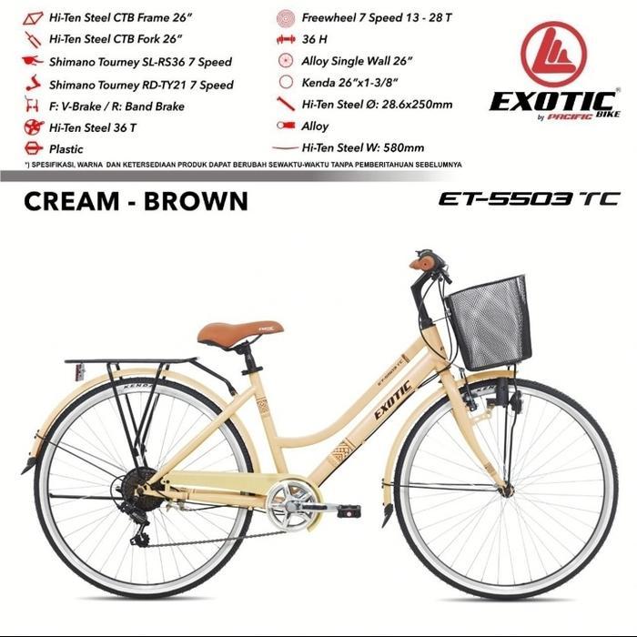 Sepeda Keranjang Cewek CTB 26 Exotic ET 5503 TC 7 SPEED Shimano Murah - cream