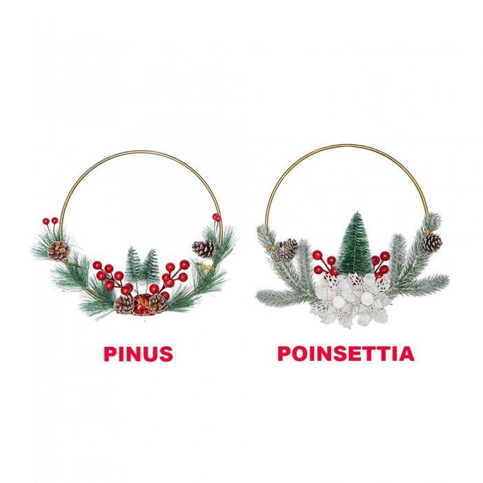 Hiasan Krans Natal Besi Dedaunan / Hoop Wreath - Dekorasi Dinding - Ornamen Dinding - Dekorasi