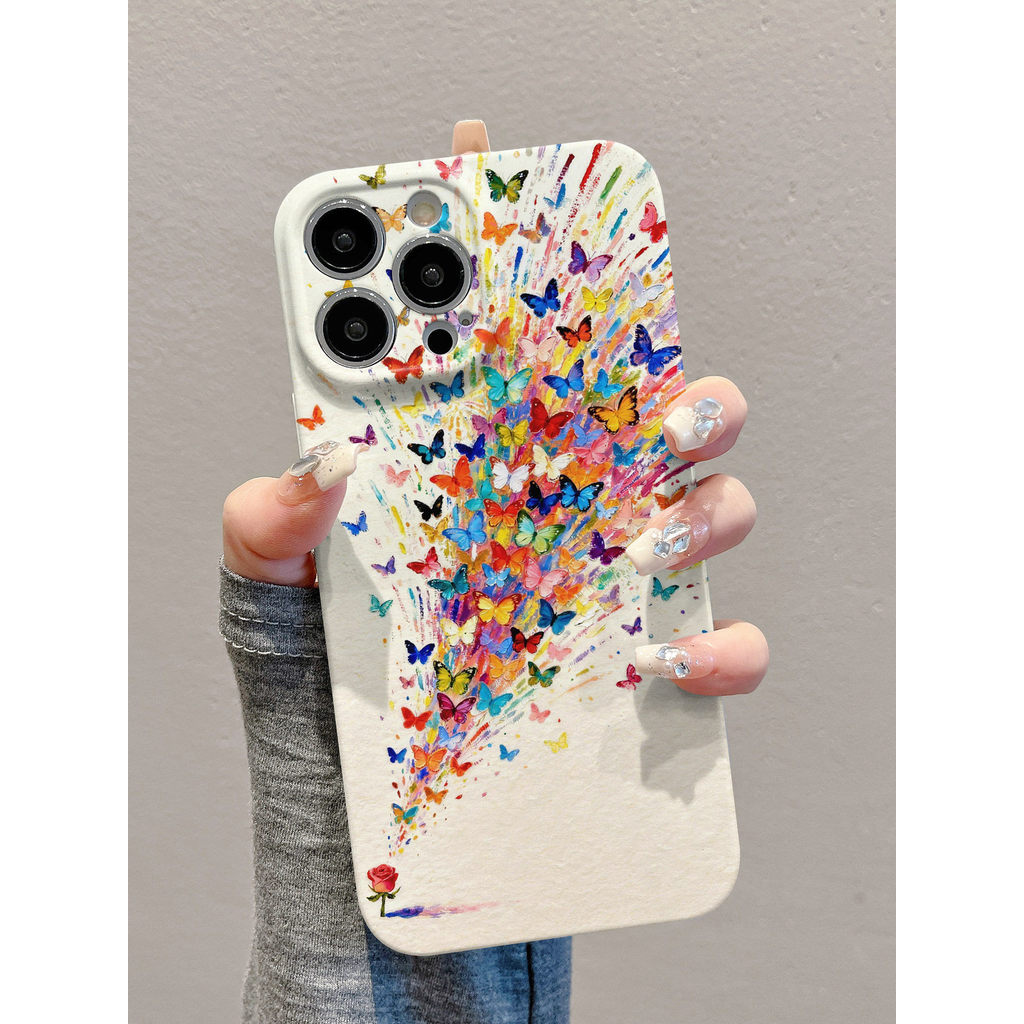 Cewek Bunga Dazzle Butterfly Aesthetic Case Iphone 17 Pro Max 16 Plus 11 12 Xr 15 Plus 16E 17 Air 14