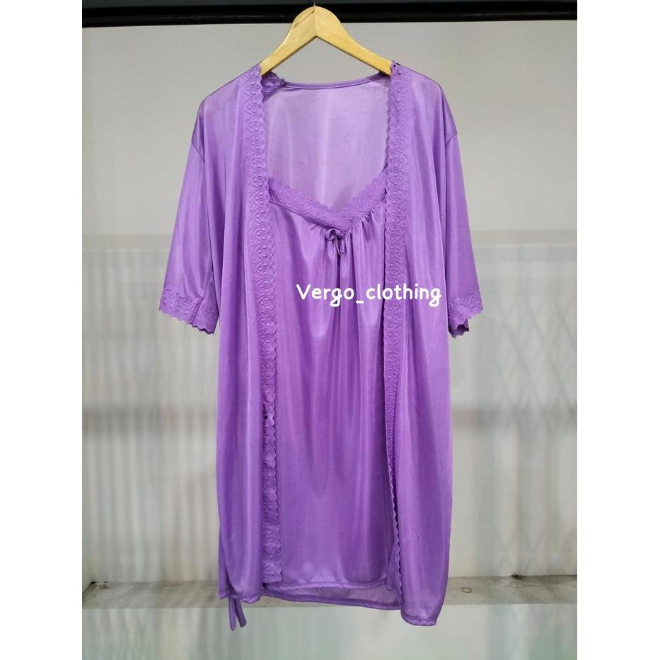 TERLARIS VERGO - DRESS JUMBO KIMONO 2IN1 POLOS LD 116 CM BAHAN SATIN ICE SILK / KIMONO WANITA TIDUR