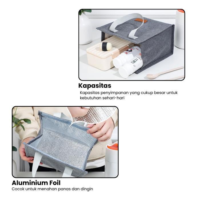 Tas Bekal Makanan Aluminium Foil / Tas Bekal Motif Rajut Bahan Polyester Terbaru - LC03