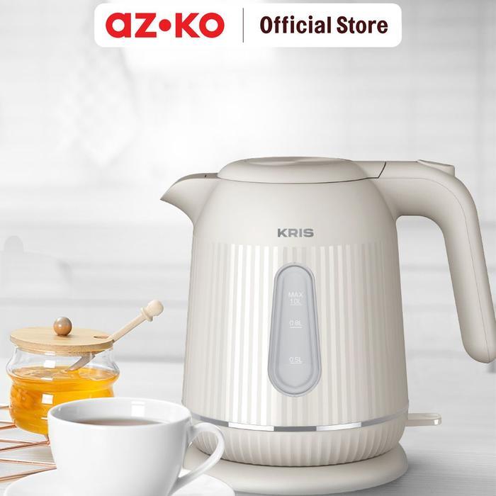 Azko Kris 1 Ltr Teko Listrik 600 Watt - Putih Ceret Food Grade Elektrik Ketel Air Electric Kettle