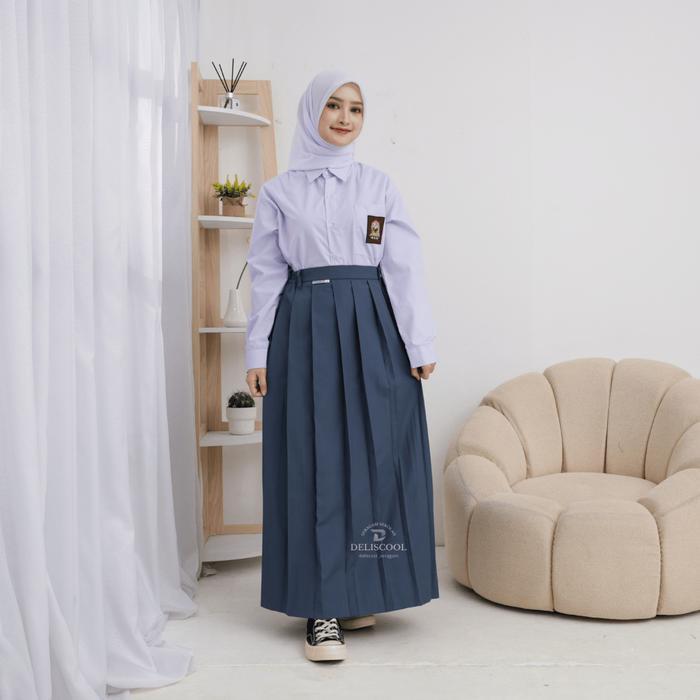 Deliscool full rempel Seragam Sekolah SMA Rok Rempel Abu Bahan Premium Rok Rempel SMA
