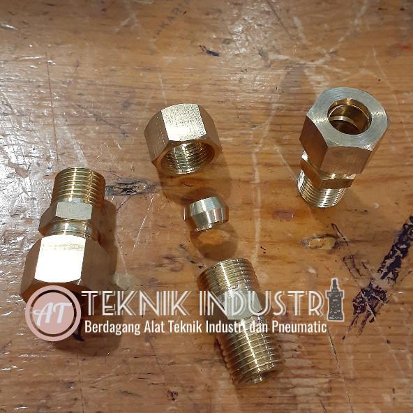 Male Conector Tube 1/2" X 1/4" Kuningan