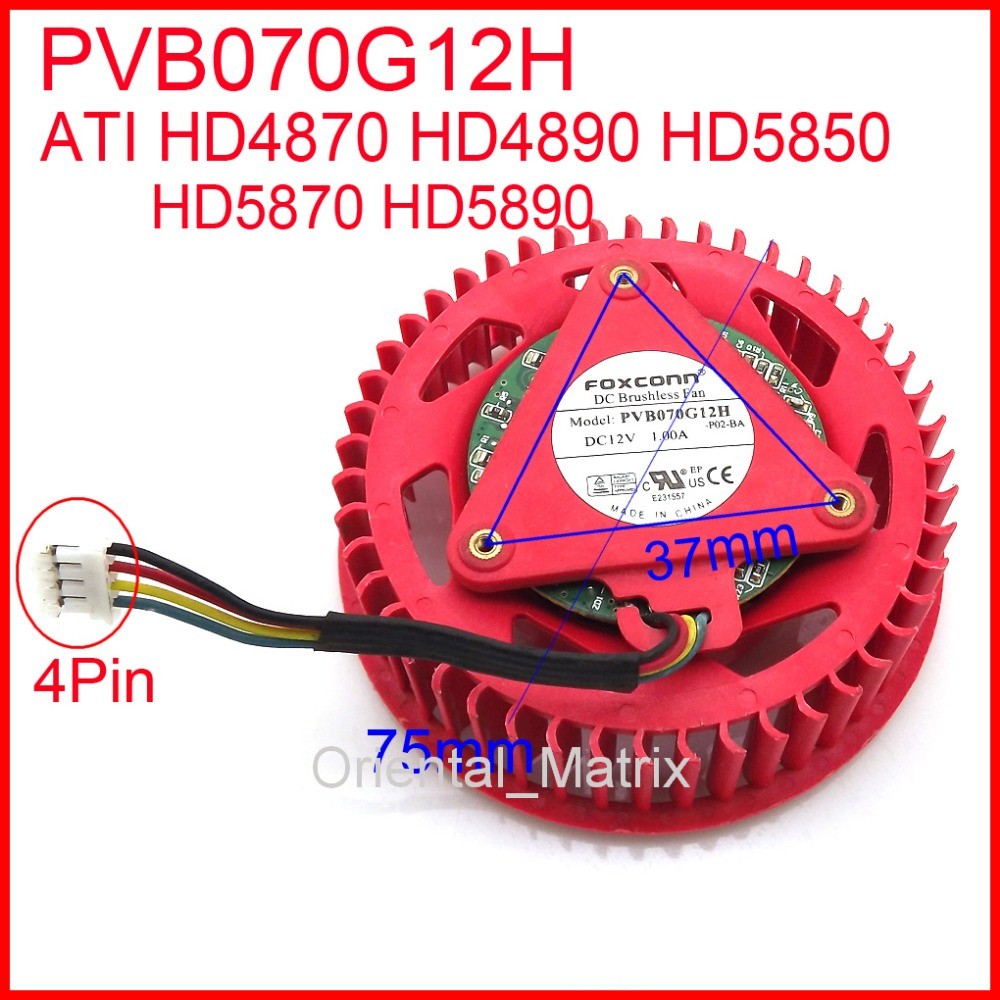 Free Shipping PVB070G12H 12V 1.00A Fan For ATI HD4870 HD4890 HD5850 HD5870 HD5890 Graphics Card