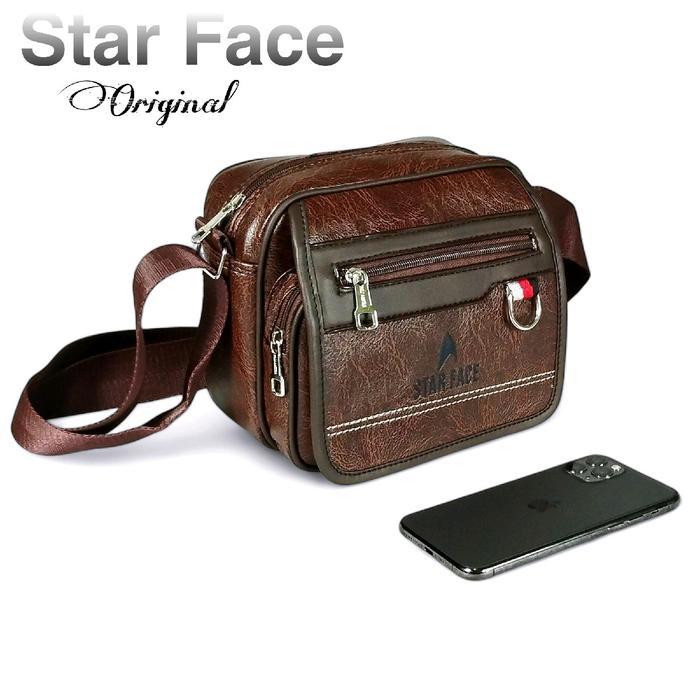 Visval Top - Star Face Tas Selempang Slingbag Crossbag Pria Kulit Premium Cowok