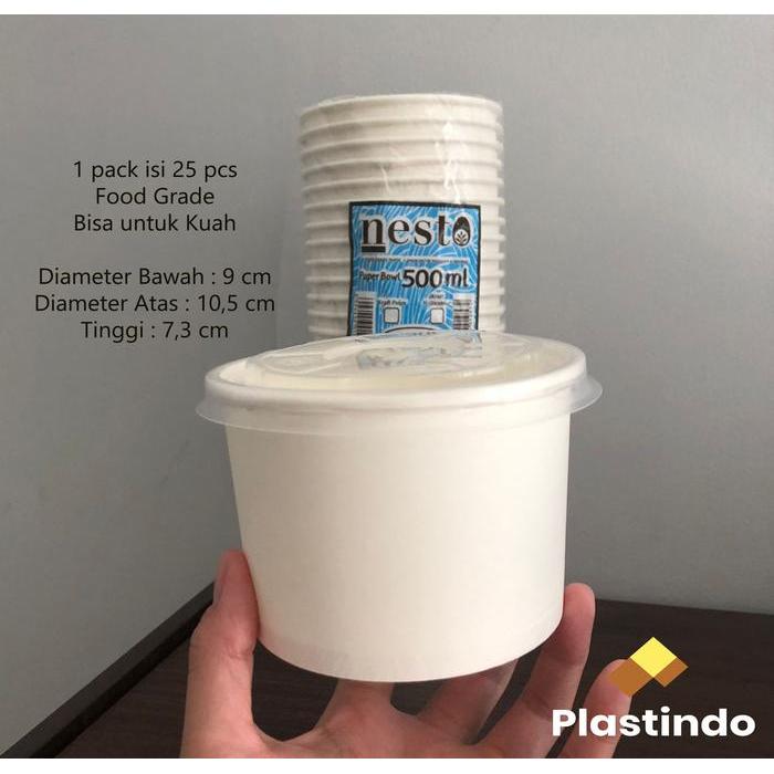 [25 Pcs] Paper Bowl 500Ml Mangkok Kertas Putih White Paper Bowl 500 Ml