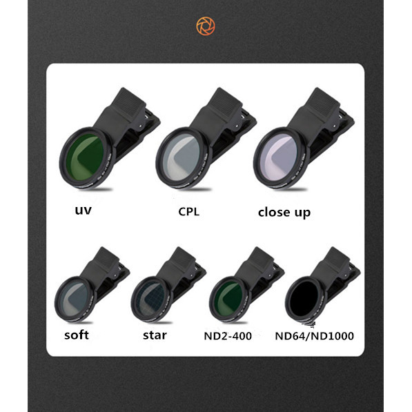 37mm 52mm Phone Lens Filter with clip for Smartphone Nd Variable Filter for Mobile CPL MCUV/Star/Sof