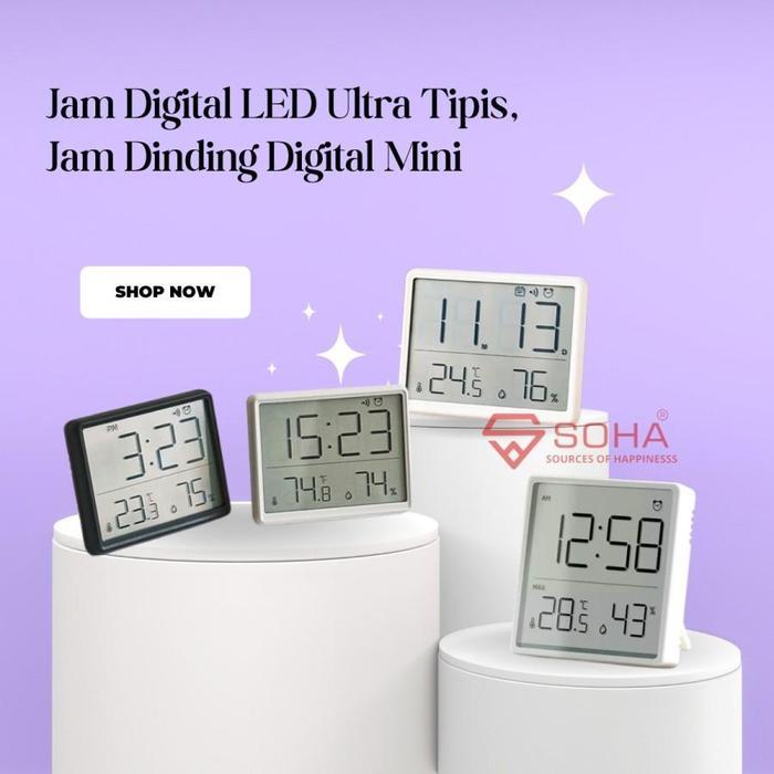 JD-8218 Jam Digital Meja Jam Kulkas Alarm Suhu Temperatur Kelembapan Ruang Kalender Ada Free Baterai