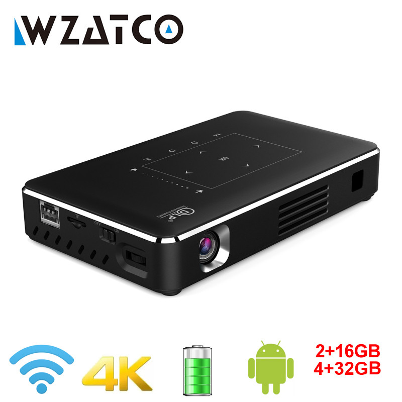WZATCO P10 DLP 3D Projector Smart WIFI MINI Projectors Support FULL HD 4K Home Theater LED Beamer