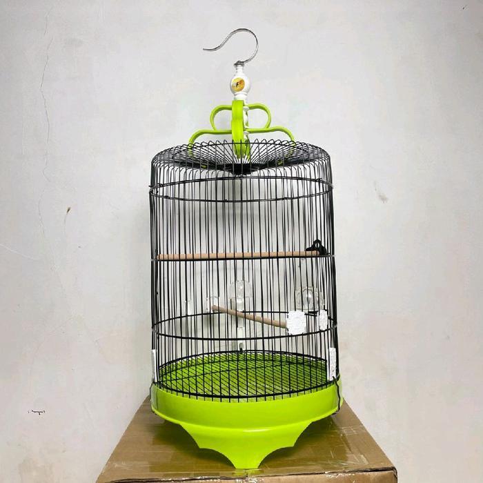 SANGKAR KANDANG BURUNG BESI BULAT JUMBO BESAR DM 42CM MEREK F1, KOMPLIT