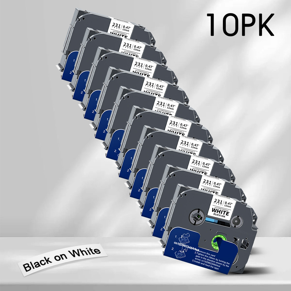 5/10Pk Laminated Tape Compatible Tze Tape Tze231 Tze131 Tze631 Tze-231 12Mm Label Tape For P-Touch