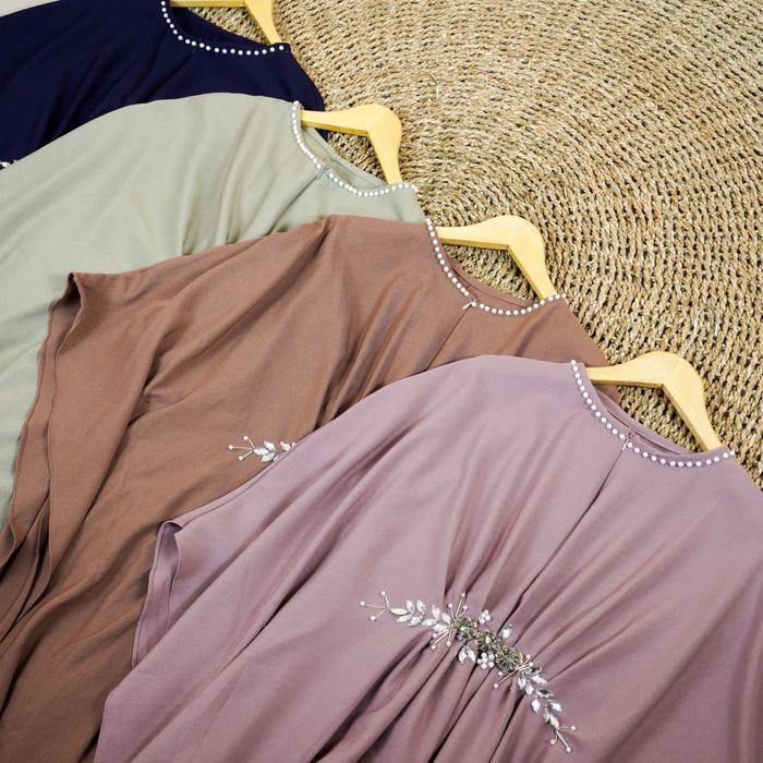 Allaya Kaftan Lebaran (Gamis Mutiara Busana Muslim Wanita) Batwing Cantik Dress Pesta Kondangan
