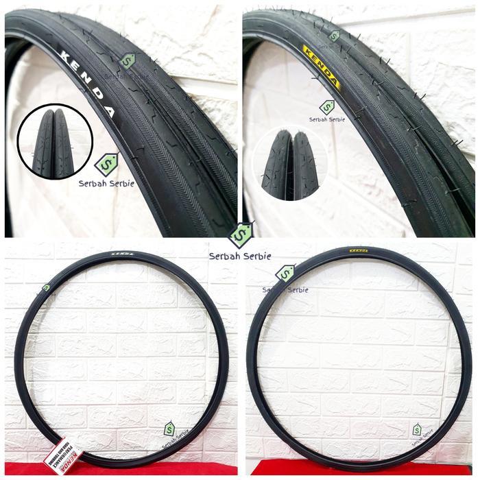Meroca Bike - Ban Luar Sepeda 700X25C Kenda Balap Fixie Fixxie 700X25 700 X 25 25C Hitam Road Bike