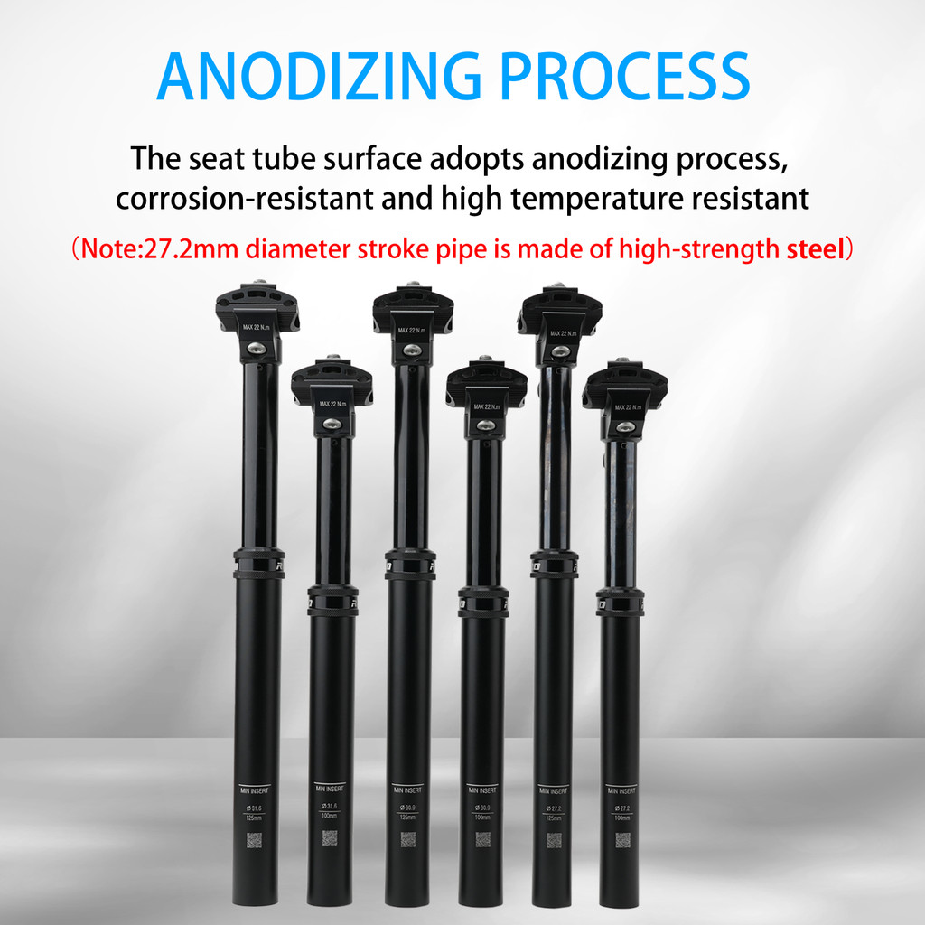 RIRO Bicycle Dropper Seatpost 27.2/30.9/31.6mm 100/125mm Travel Hydraulic Manual Height Adjustable