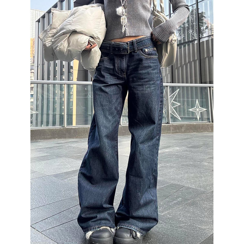 Y2K Baggy Jeans For Women Trendy Low Rise Casual Straight Leg Boyfriend Jeans Denim Pants With