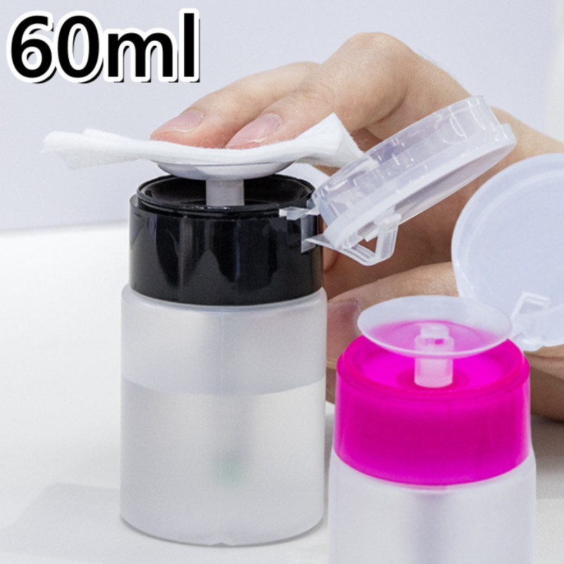 2Pcs Liquid Sub Bottling Bottle Empty Pump Dispenser Manicure Cleanser Acetone Bottle Liquid UV Gel