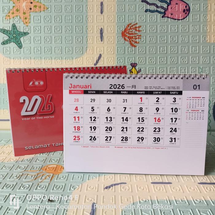 "New" kalender kerja meja Angka Besar 2026 (7 Lembar)