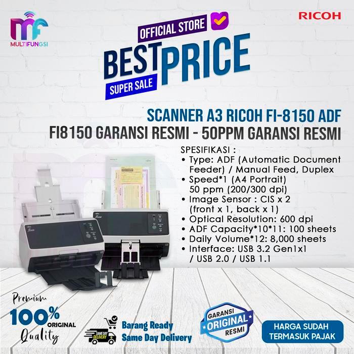 Scanner Fujitsu / Ricoh Fi-8150 ADF 50ppm (Fi8150) Garansi Resmi