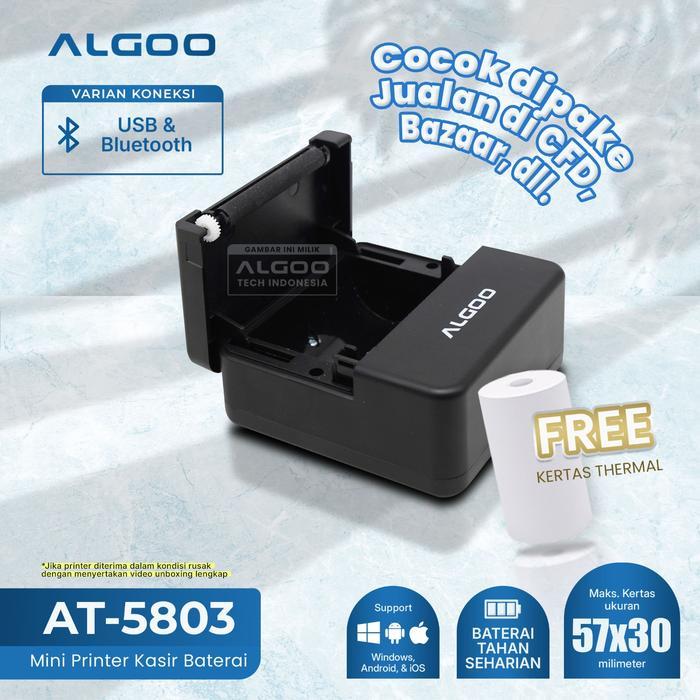 Printer Mini Thermal Bluetooth AT-5803 Cetak Struk Nota