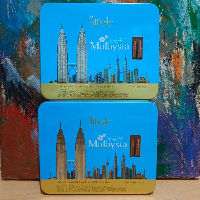 COKLAT ALFREDO KALENG TWIN TOWER 80GR/COKLAT MALAYSIA