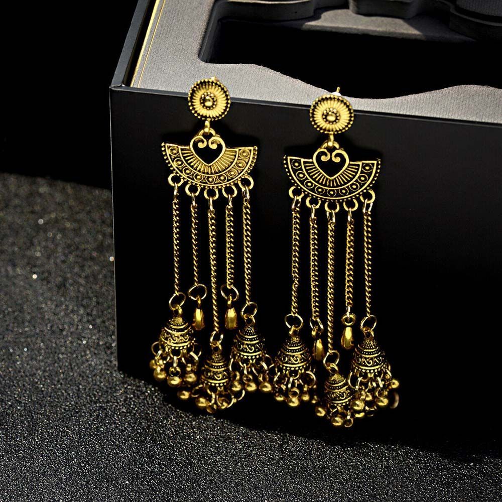Vintage Fashion Elegant Gypsy Gift For Women Jhumka Indian Bells Jewelry Drop Earrings Dangle