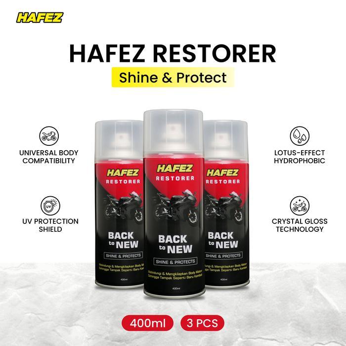 Promo Hafez Bundling 3 Restorer Pengkilap Dan Penghitam Body Motor Kendaraan Car Semprot Paint Ori