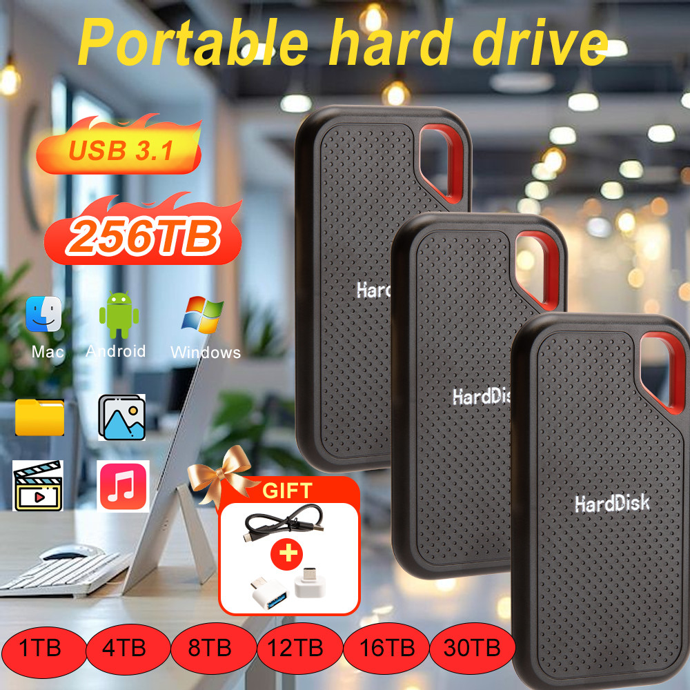 Genuine High-speed 1TB/2TB Portable SSD 4TB External Hard Drive 256TB USB3.2 Type-C Solid-state