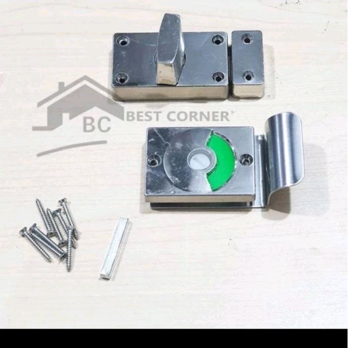 GRENDEL INDIKATOR UNTUK PINTU KUBICAL TOILET PENGUNCI PINTU KAMAR MANDI HARFIT F10203
