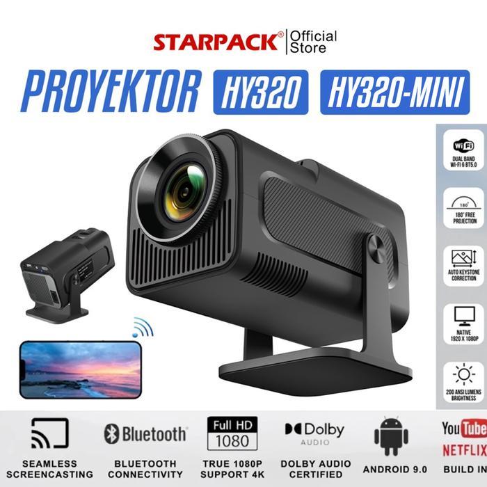 HY320-MINI Smart Proyektor Android 11.0 UHD 1080P WiFi6.0 + HDMI IN