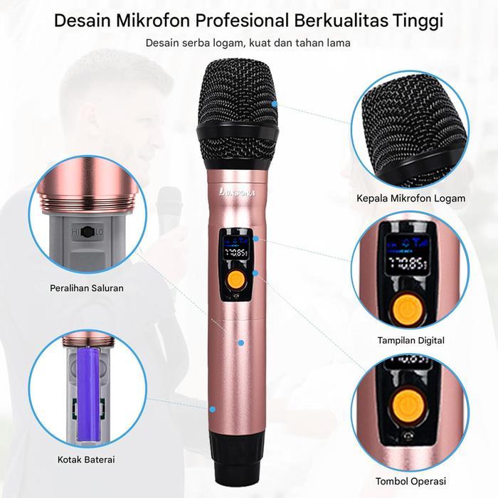 LUXSONA Mikrofon Konferensi Karaoke Profesional Mikrofon Bluetooth Pengisian Nirkabel Mikrofon