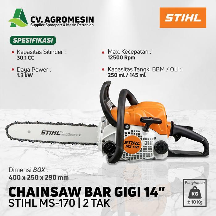 CHAINSAW STIHL MS 170 SENSO MS170 GERGAJI KAYU BAR GIGI 14 INCH