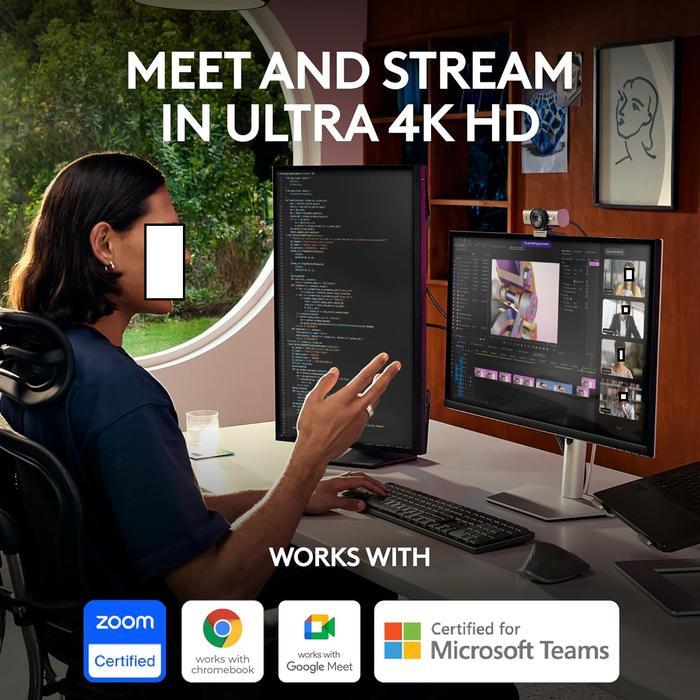 Logitech Mx Brio 4K Ultra Hd Streaming Webcam 60Fps Usb C Video Conference