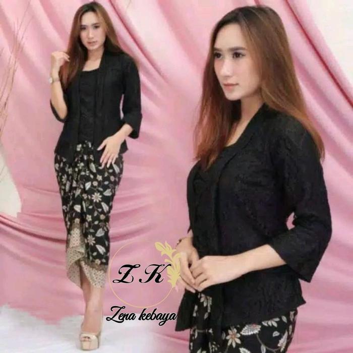 Setelan Dan Atasan Kebaya Wisuda Kebaya Kutubaru Brokat Motif Bunga Rok Lilit Batik Katun Kebaya