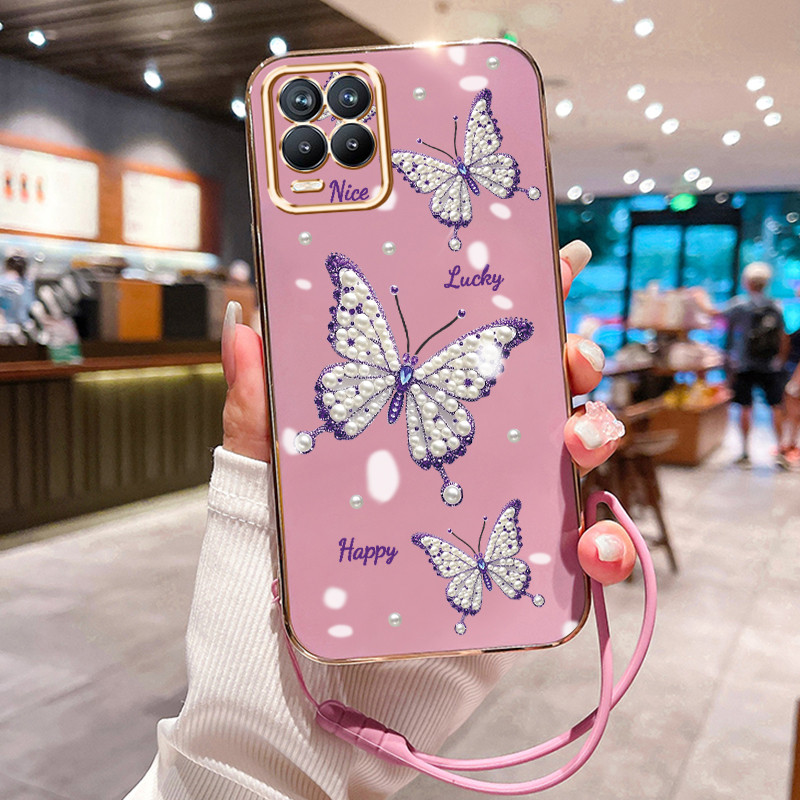 Casing Hp Untuk Realme 8 Pro 8i 8 5G 8s 5G V13 5G Narzo 50 Narzo 30 5G Case Kupu-kupu Mutiara Kesing
