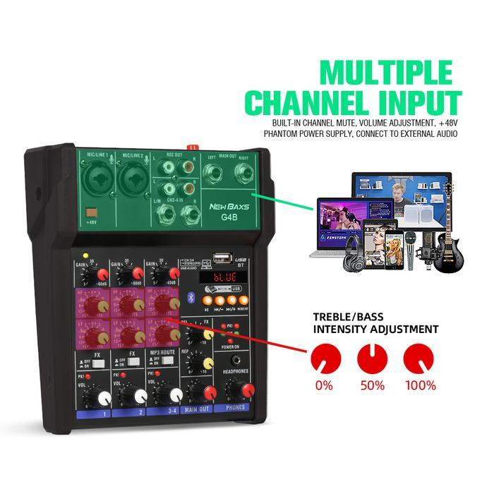 NEW BAXS G4/G4B AUDIO MIXER PROFESIONAL MIXER AUDIO MURAH MERIAH RAKITAN MINI 4-SALURAN MIXER AUDIO