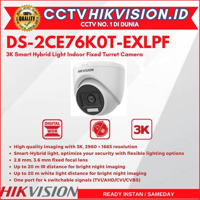 Hikvision 5Mp Ds-2Ce76K0T-Exlpf Hikvision Kamera Analog Cctv Indoor 5Mp Dual Light