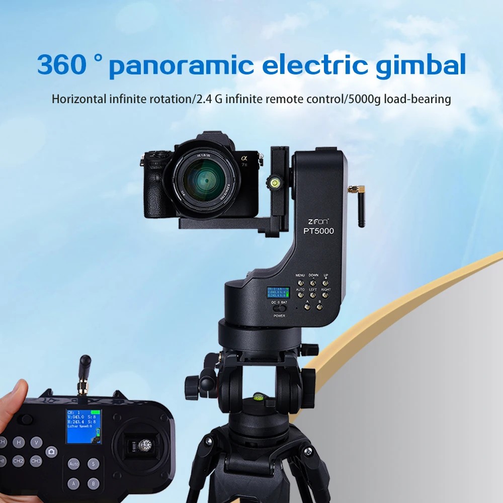 FLASH SALE    ZIFON PT5000 Motorized Rotating Panoramic Head Remote Control Pan Tilt Tripod Head Sta