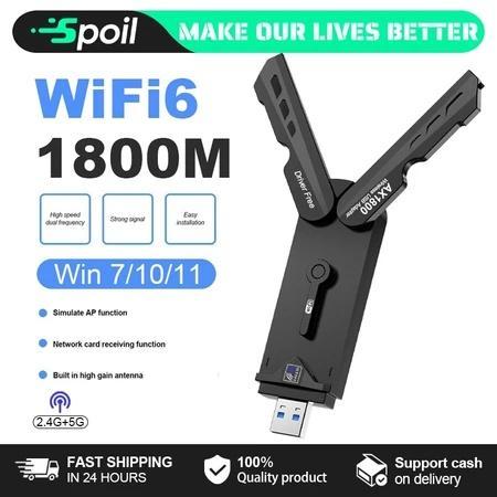 Wireless Wifi Network Card Adapter Reciever Gigabit Dual Band 2.4Ghz+5Ghz Dongle Wifi Max 1800Mbps