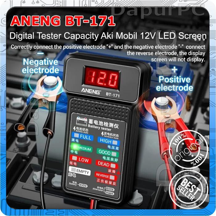 Aneng Bt-171 Digital Tester Capacity Aki Mobil 12V Led Screen