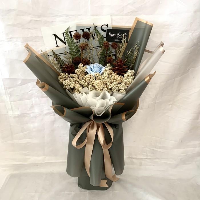 Buket Dried Flowers / Bucket Edelweis / Bouquet Bunga Kering / Gift Pasti Diskon