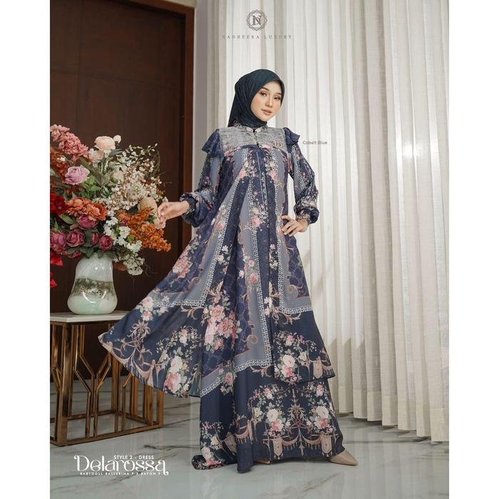 [BISA COD] DELAROSSA DRESS MIDI STYLE 2 NADHEERA LUXURY ROMPI OUTER INNER GAMIS DELAROSA BRUKAT