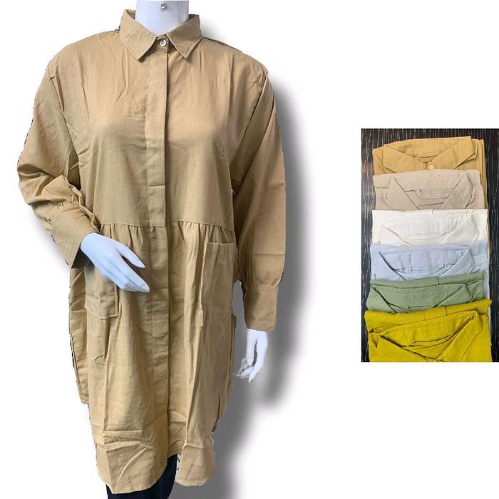 Ini Murah Tunik Wanita Katun Linen Carmelo Premium Polos Babydoll Carmello