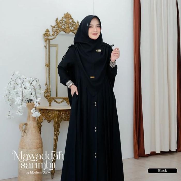 Demiza Grosir Mawadah Syari Gamis Set Khimar Serut Terbaru Bahan Crinkle Airflow Premium Renda