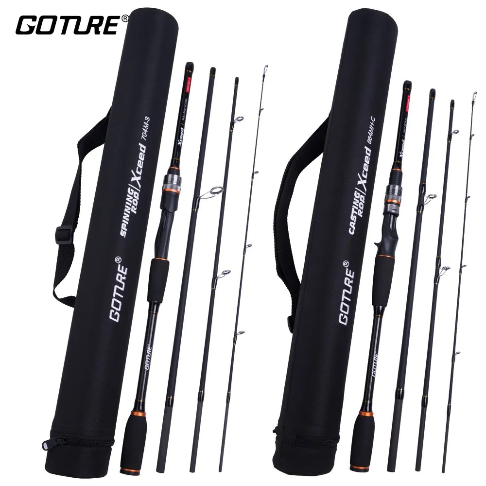 Goture Xceed 1.98-3.6m Fuji Guide Ring Carbon Spinning Casting Fishing Rod M/MH Power Lure rod 4