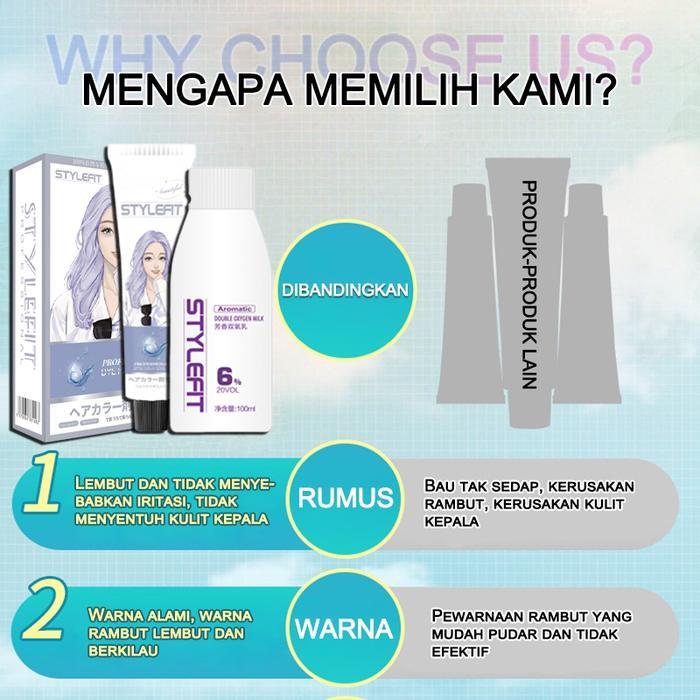 Hair Colour Tidak Perlu Pemutihan Pewarna Rambut 200Ml Pewarna Herbal Cat Rambut Ash Brown Milk Tea