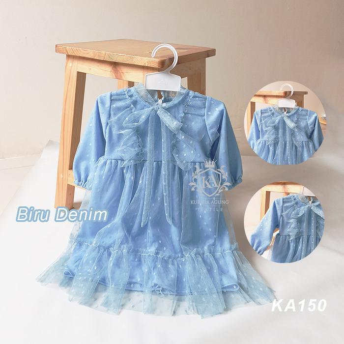 GAUN BAJU MUSLIM ANAK 1 TAHUN GAMIS BAYI LENGAN PANJANG WARNA PUTIH BIRU SAGE TERLARIS TREN 2025