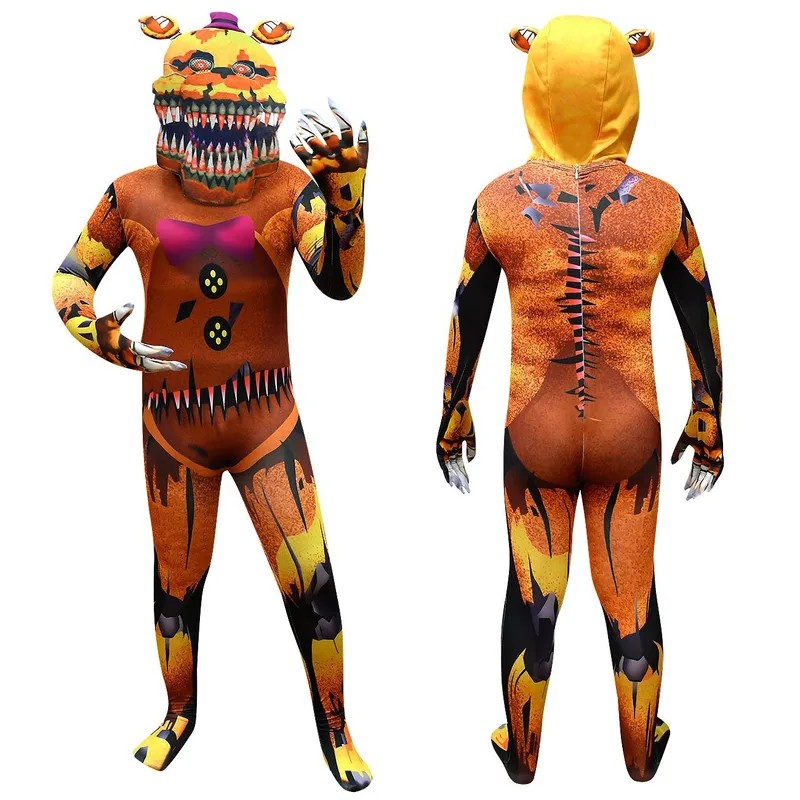 New 2025 A Halloween Costume for Kids Five Nights Freddyed Jumpsuit Cosplay Nightmare Bonnie Fnaf