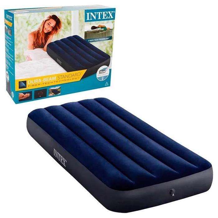KASUR ANGIN INTEX DURABEAM BLUE SINGLE PLUS POMPA LISTRIK 64756