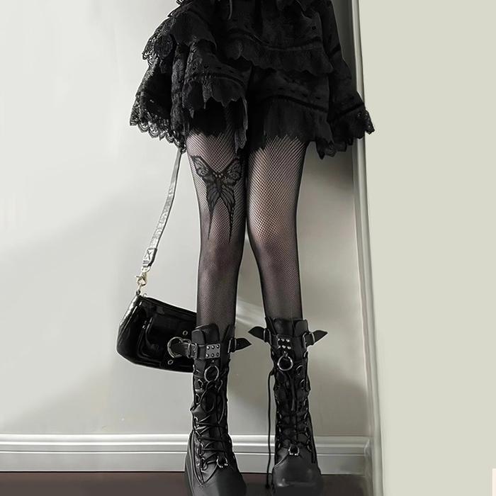 Kaoskaki Stocking Hitam Putih Jaring-Jaring / Pantyhose Love Jala Stocking Jaring Transparan Sexy